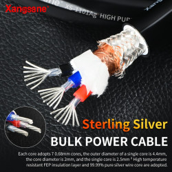 XS-1101Ag Hifi 99.99% Pure Silver Bulk Power Cable 3 * 13awg Manual DIY Power Amplifier Filter CD Connection Line