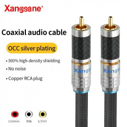 12AWG OCC Silver Plated Coaxial 75 Ohm Digital Audio SPDIF Subwoofer RCA Cable