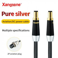  5N Pure Silver 0.5mm² 19AWG HiFi DC Audio Power Cable 5.5 DC2.1-2.5 2P Aviation Cable To DC2.5/2.1