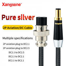  5N Pure Silver 0.5mm² 19AWG HiFi DC Audio Power Cable 5.5 DC2.1-2.5 2P Aviation Cable To DC2.5/2.1