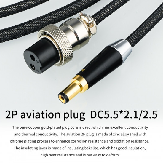 5N Pure Silver 0.5mm² 19AWG HiFi DC Audio Power Cable 5.5 DC2.1-2.5 2P Aviation Cable To DC2.5/2.1 5N Pure Silver 0.5mm² 19AWG HiFi DC Audio Power Cable 5.5 DC2.1-2.5 2P Aviation Cable To DC2.5/2.1