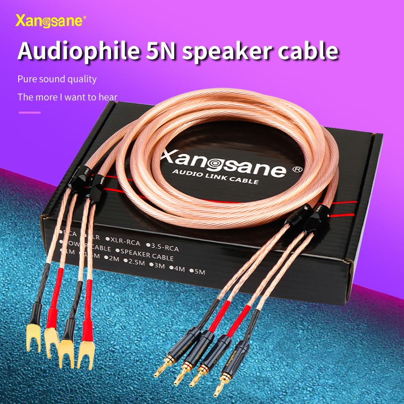 OCC Audio Speaker Cable with Copper Gold-plated Banana Plug Spade Y