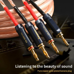 OCC Audio Speaker Cable HiFi Power Amplifier with Copper Gold-plated Banana Plug Spade Y