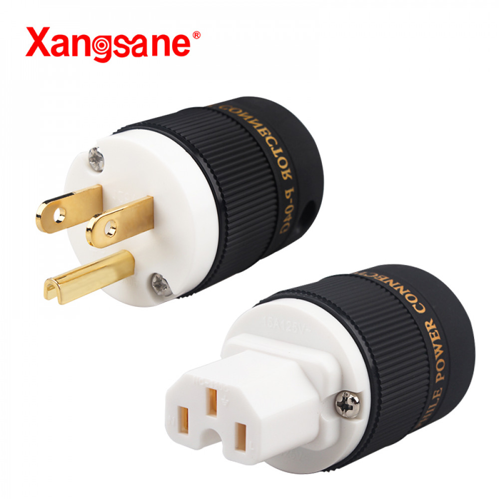 Xangsane P-04G white mouth US gold-plated set of audio power plug ...