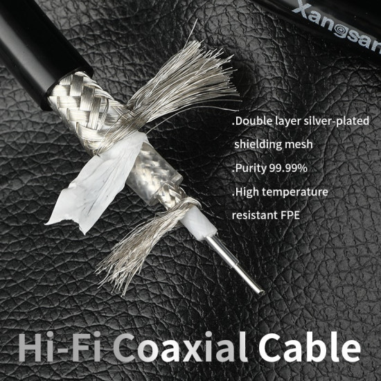 Pure Silver Hifi Digital Coaxial RCA XLR Audio Double Layer BNC AES Bulk Cable