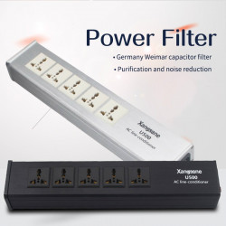 Black/Silver HiFi Audio Power Filter Purifier Universal Socket Noise Reduction Power Outlet