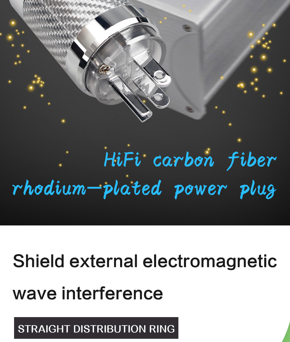 Carbon Fiber Rhodium Plated US Power Plug HIFI Audio Connector for
