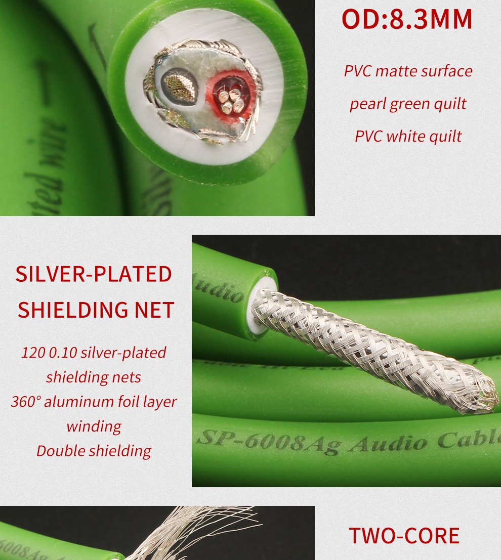 Xangsane SP-6008Ag 7N OCC silver-plated fever audio cable double