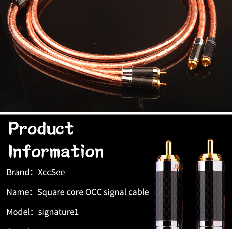 2pcs 40th Anniversary OCC RCA Interconnect HiFi Audio Cable – Gold Plated Male To Male
