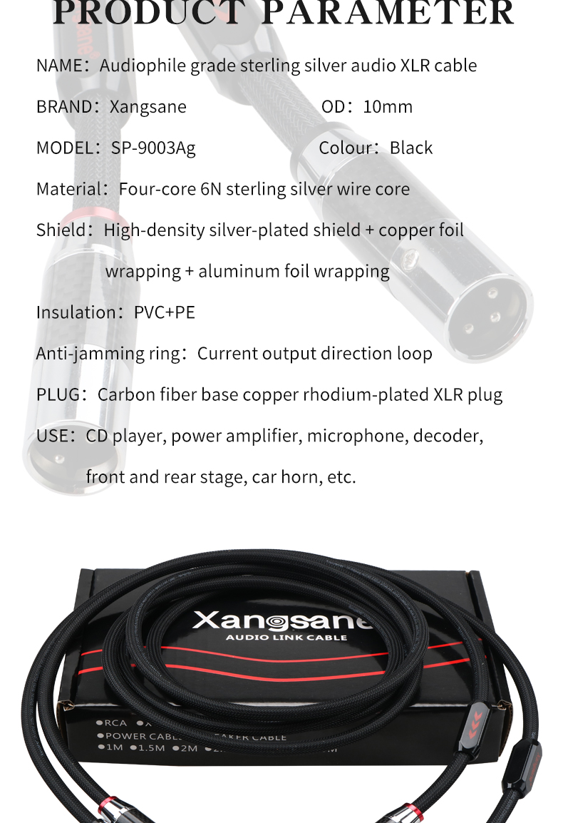 xangsane high 6N pure silver xlr audio cable microphone