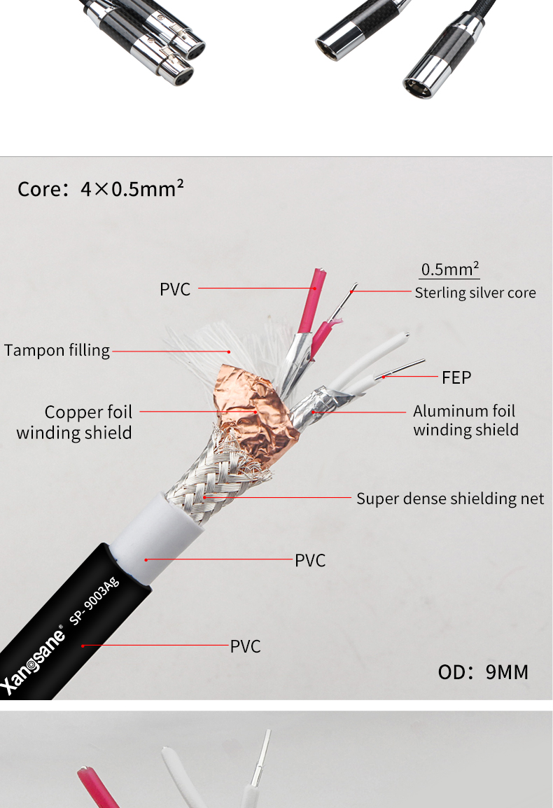 xangsane high 6N pure silver xlr audio cable microphone