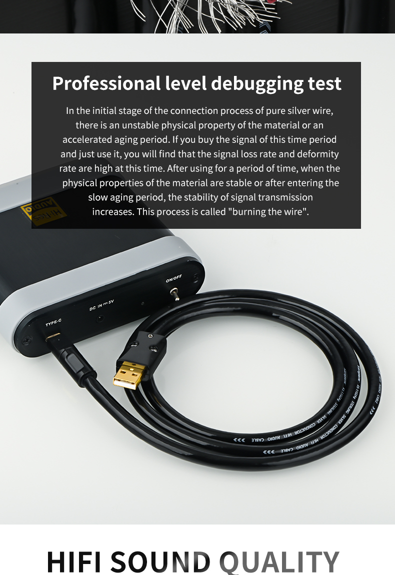 Pure silver type c otg decoding cable USB ab square port