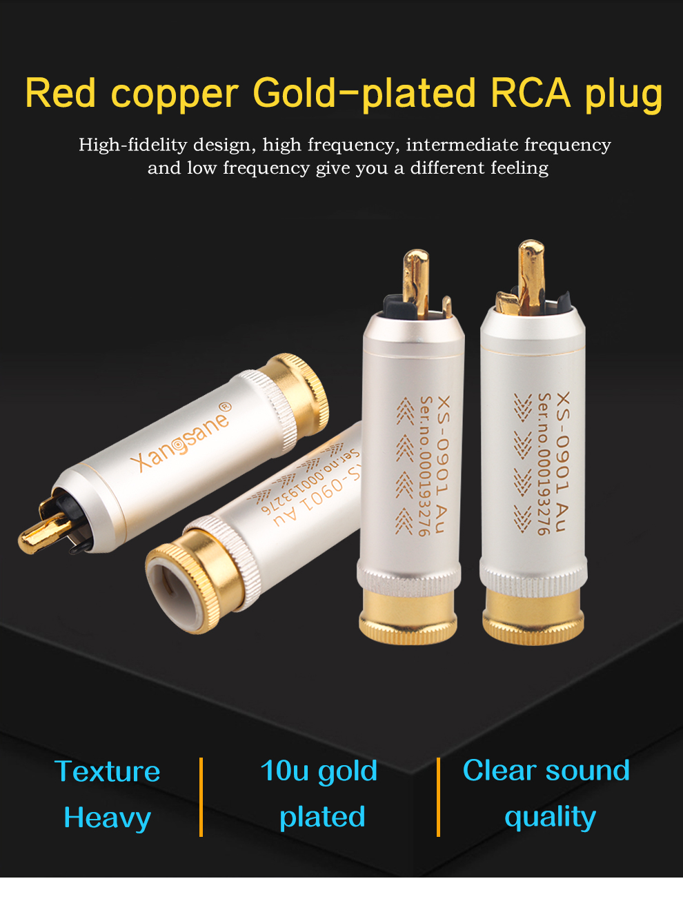 4pcs8pcs16pcs-Xangsane-red-copper-shell-gold-plated-RCA-audio-plug-power-amplifier-hifi-audio-and-video-connection-plug-3256801373766593