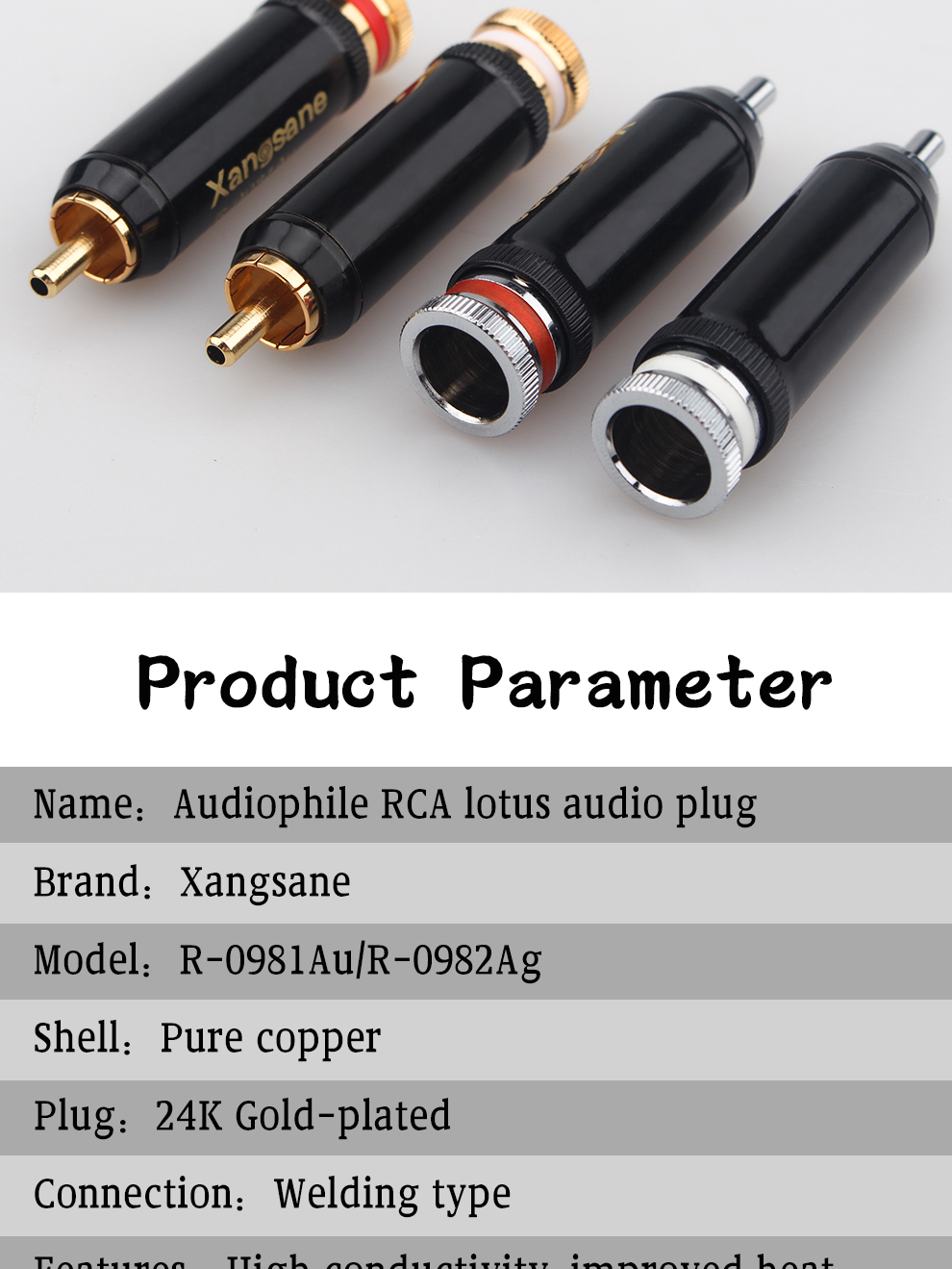 Xangsane-4pcs-from-gold-platedrhodium-plated-self-locking-RCA-lotus-HiFi-audio-signal-cable-plug-fever-audio-DIY-accessories-2255800293021551