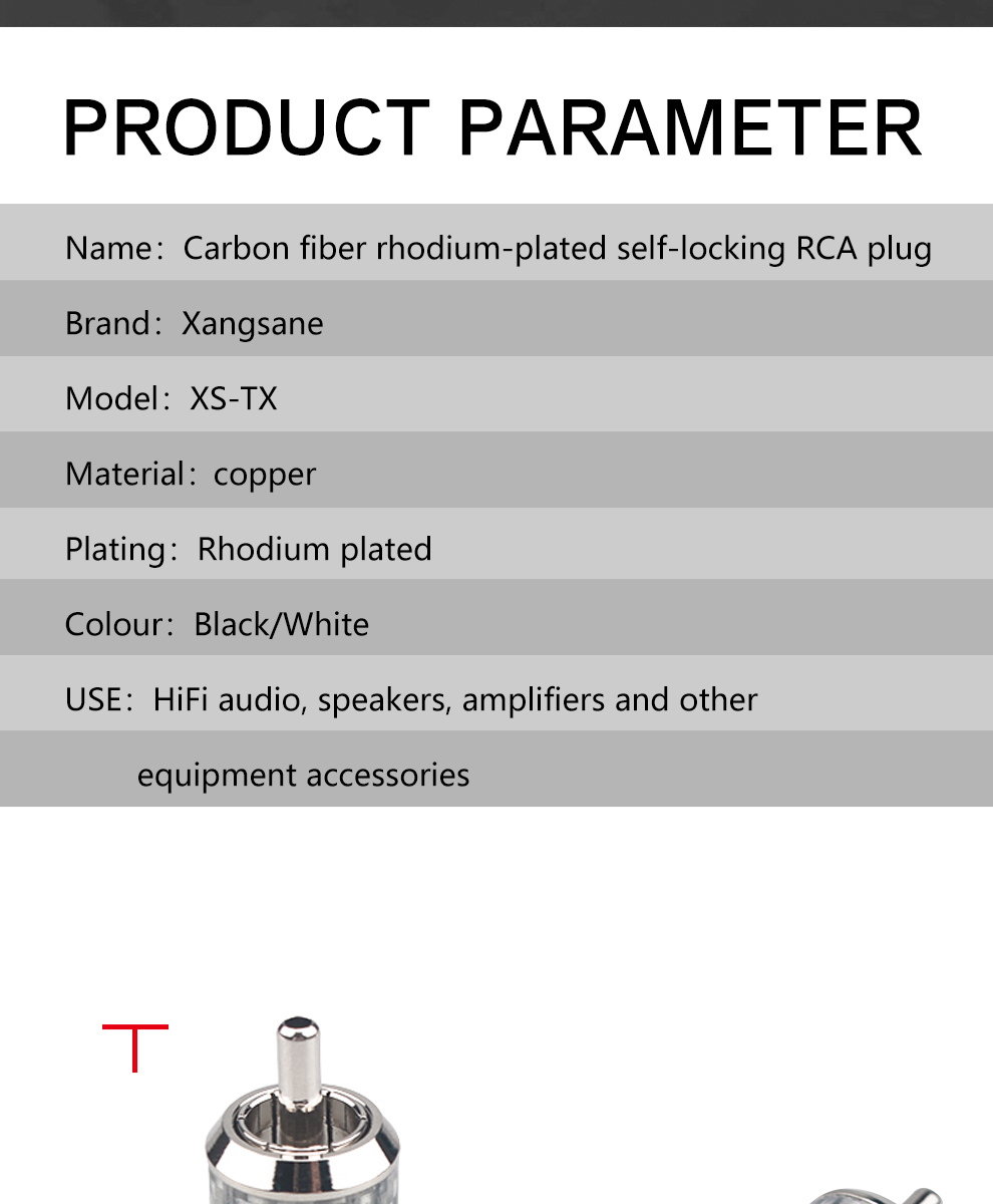 Xangsane-OEM-Brass-Copper-blackwhite-Rhodium-Plated-Hollow-Out-Design-Carbon-Fiber-RCA-Lotus-plug-Audio-signal-cable-plug-2255800297662250