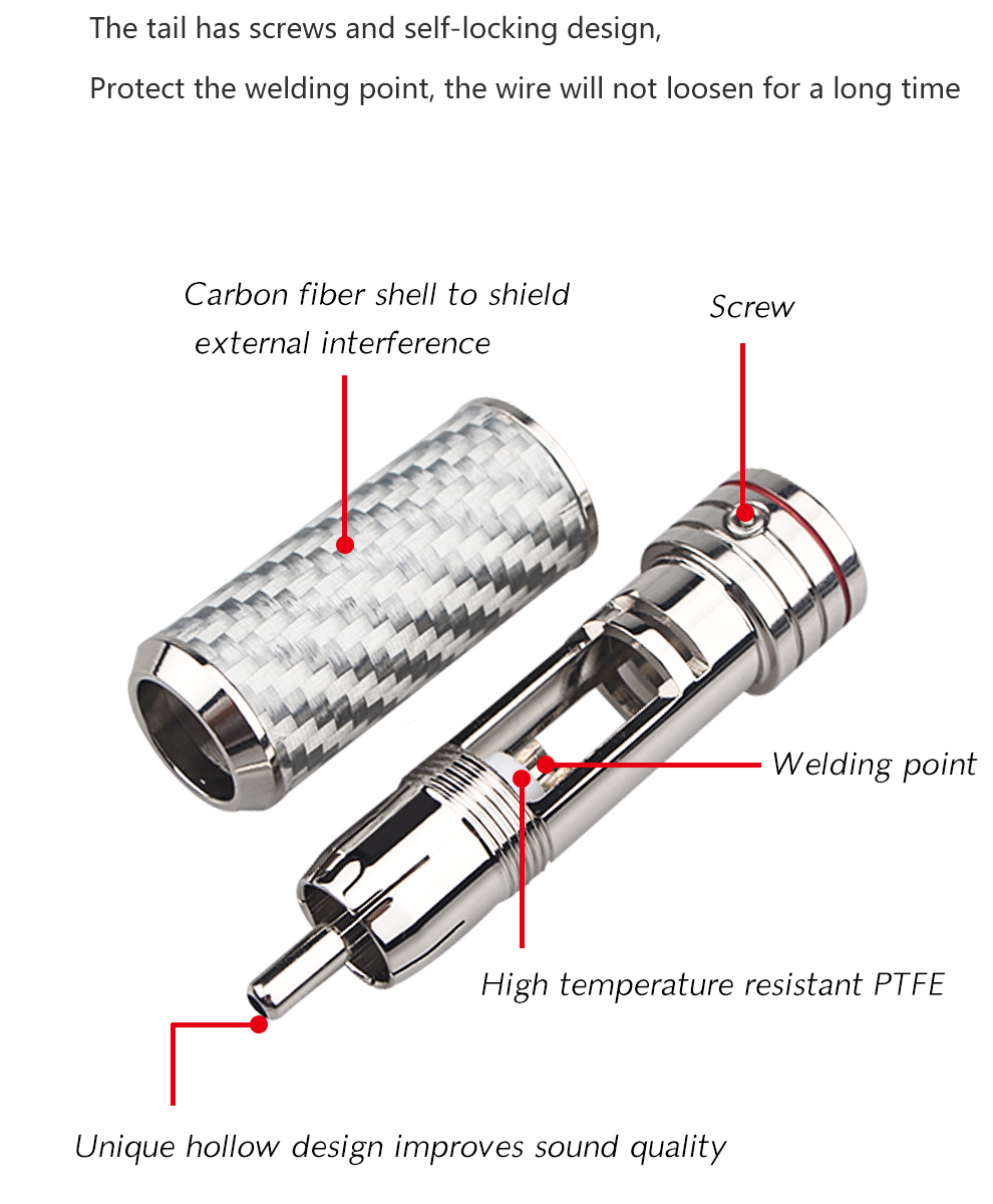 Xangsane-OEM-Brass-Copper-blackwhite-Rhodium-Plated-Hollow-Out-Design-Carbon-Fiber-RCA-Lotus-plug-Audio-signal-cable-plug-2255800297662250