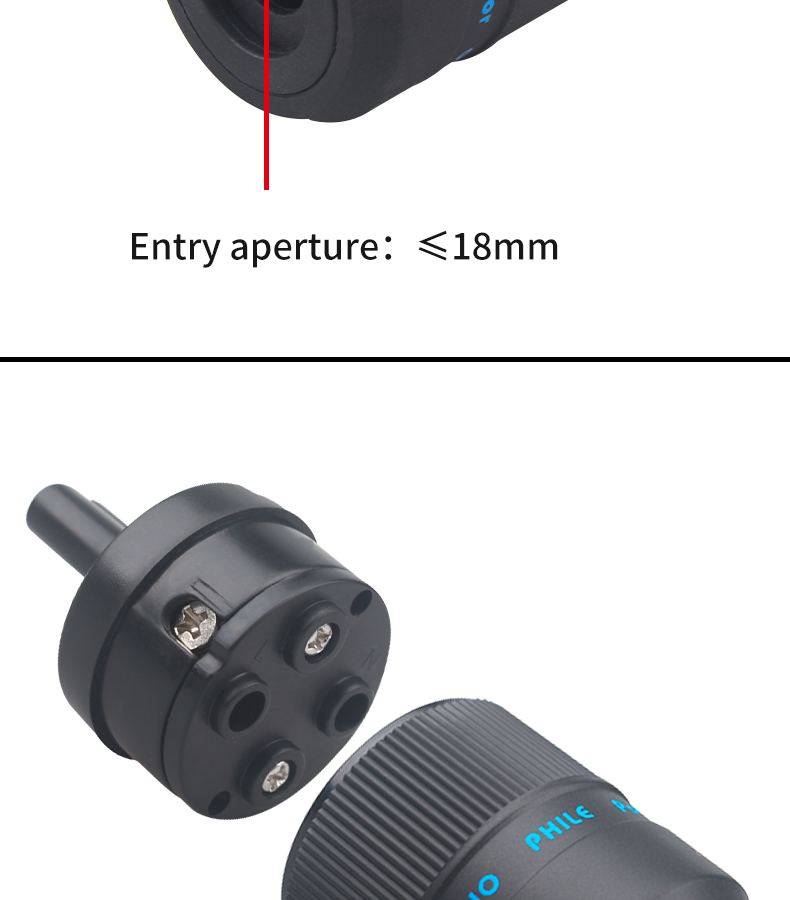 Hifi Right Angle US Power Plug Connector IEC Female Pure Copper Rhodium Plated