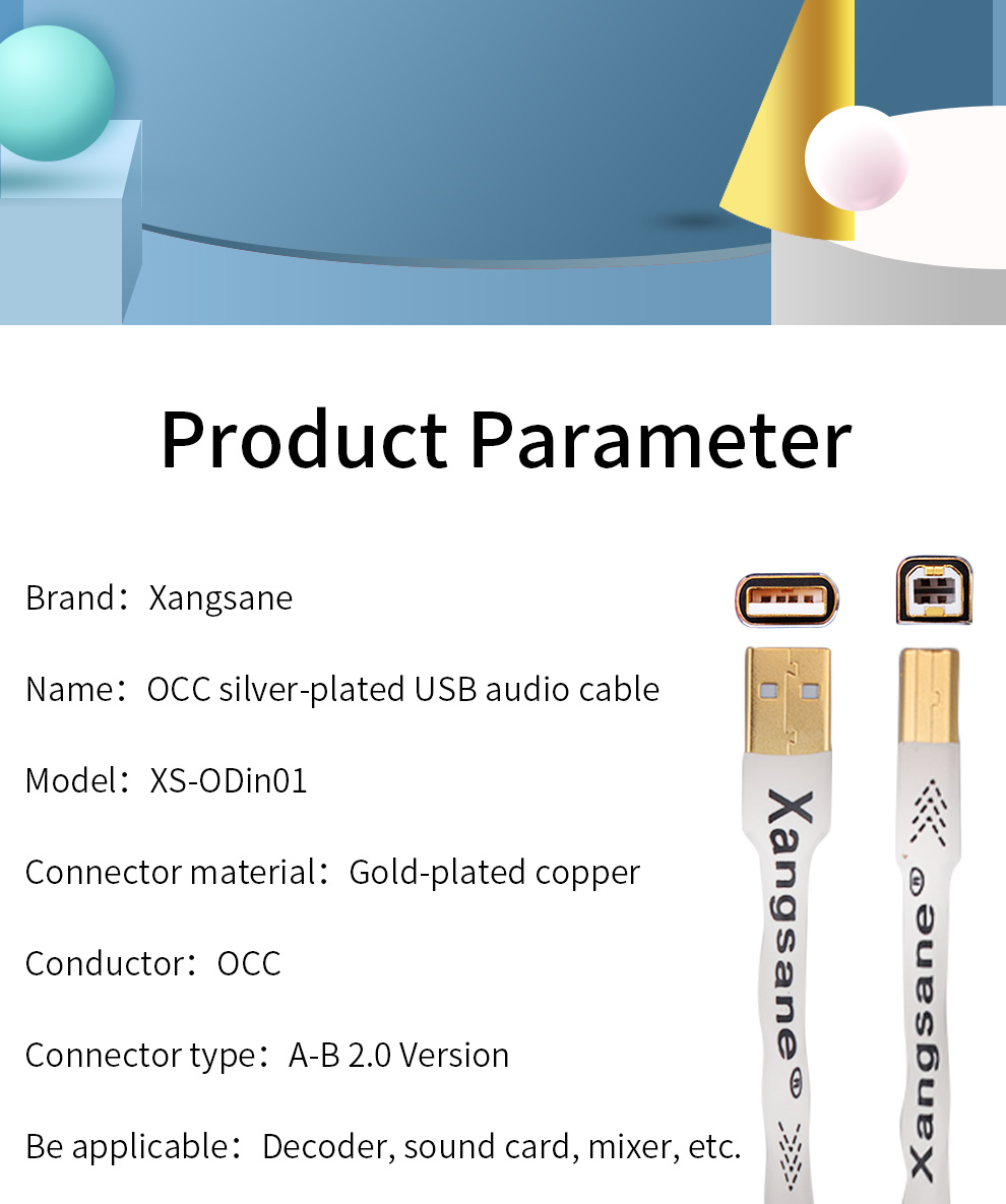 Xangsane-single-crystal-copper-occ-silver-plated-USB-audio-cable-A-B20-dac-decoding-hifi-cable-computer-sound-card-mixer-data-3256801392580777