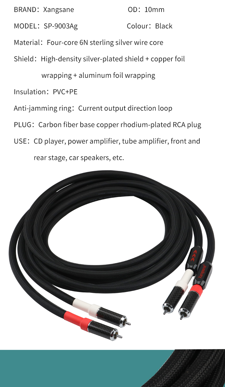 xangsane-1pair-SP-9003Ag-6N-single-crystal-pure-silver-audio-cable-rca-cable-hifi-carbon-fiber-rhodium-plated-plug-signal-cable-3256803196353311