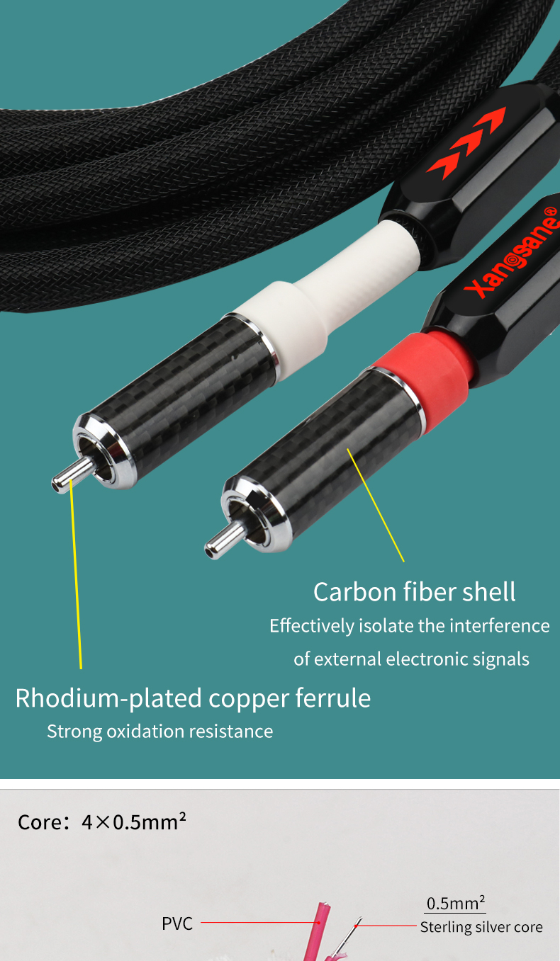 xangsane-1pair-SP-9003Ag-6N-single-crystal-pure-silver-audio-cable-rca-cable-hifi-carbon-fiber-rhodium-plated-plug-signal-cable-3256803196353311